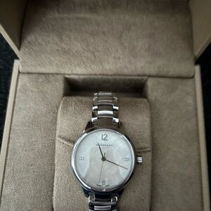 Burberry Women’s Sterling Silver Watch with Tan Box with Iconic Logo